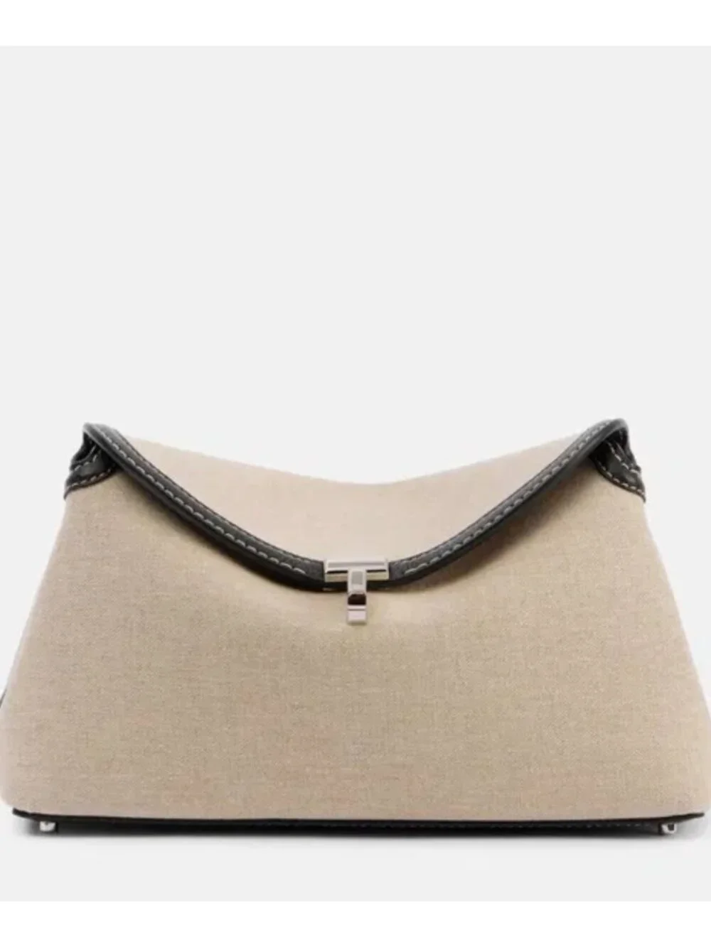 NWT TOTEME T-Lock Canvas Clutch Ecru Black Crossbody
